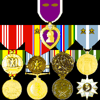 Purple Heart (2), Good Conduct (3), National Defense (2), AF Expeditionary, Korean Service, Vietnam Service, UN Service, Korean War Service, Vietnam Campaign